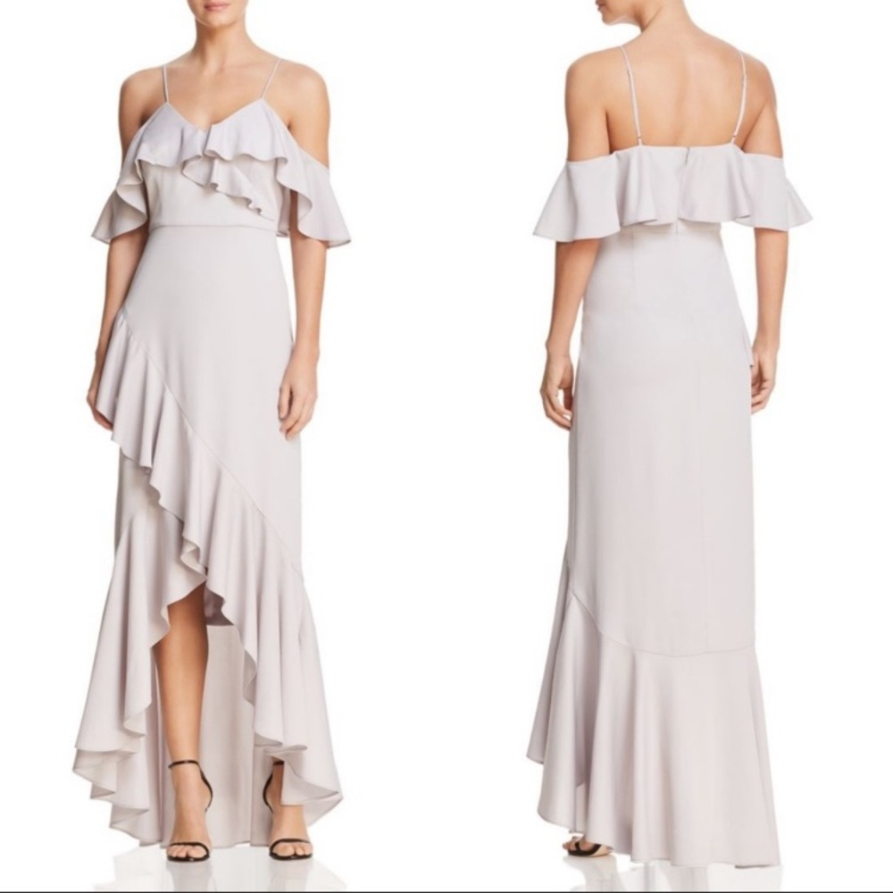 Nicole Miller Cold Shoulder Hi- Lo Gown